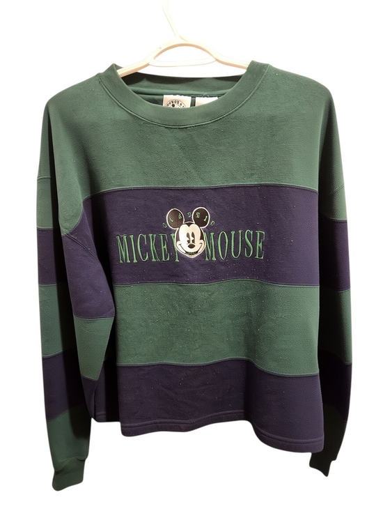 Disney Tops - Disney Green & Navy Striped Mickey Mouse Crewneck Sweatshirt